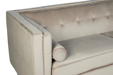 Felisa Mink Velvet 3 Seater Sofa with Stud Detail