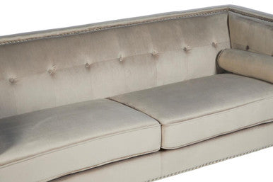 Felisa Mink Velvet 3 Seater Sofa with Stud Detail
