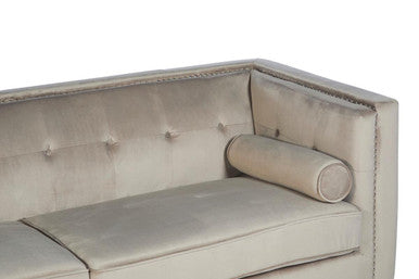 Felisa Mink Velvet 3 Seater Sofa with Stud Detail