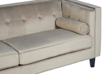 Felisa Mink Velvet 3 Seater Sofa with Stud Detail