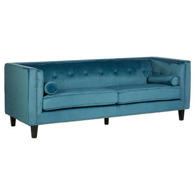 Felisa Teal Blue Velvet 3 Seater Sofa