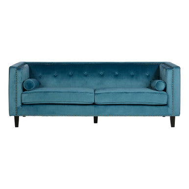 Felisa Teal Blue Velvet 3 Seater Sofa