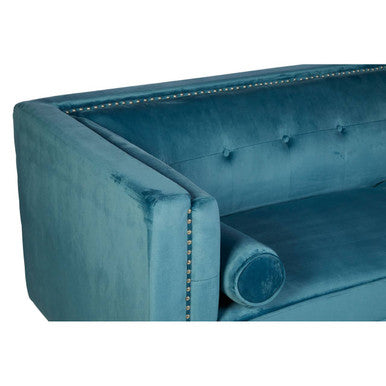 Felisa Teal Blue Velvet 3 Seater Sofa