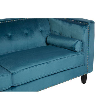 Felisa Teal Blue Velvet 3 Seater Sofa