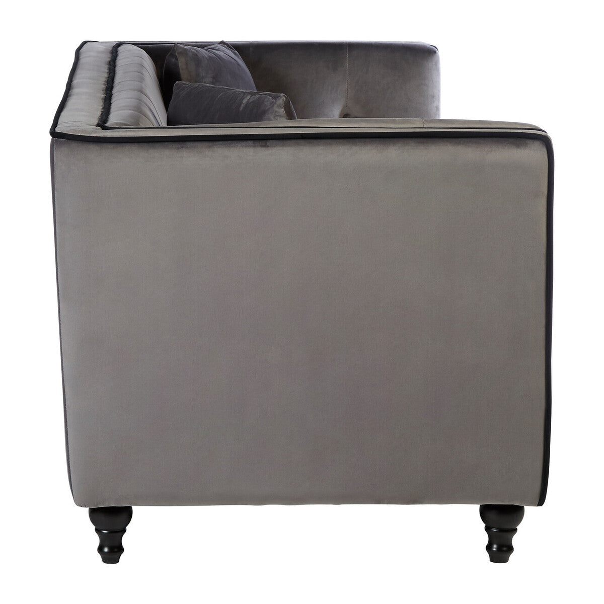 Ferris Grey Velvet Button Tufted 3 Seater Sofa
