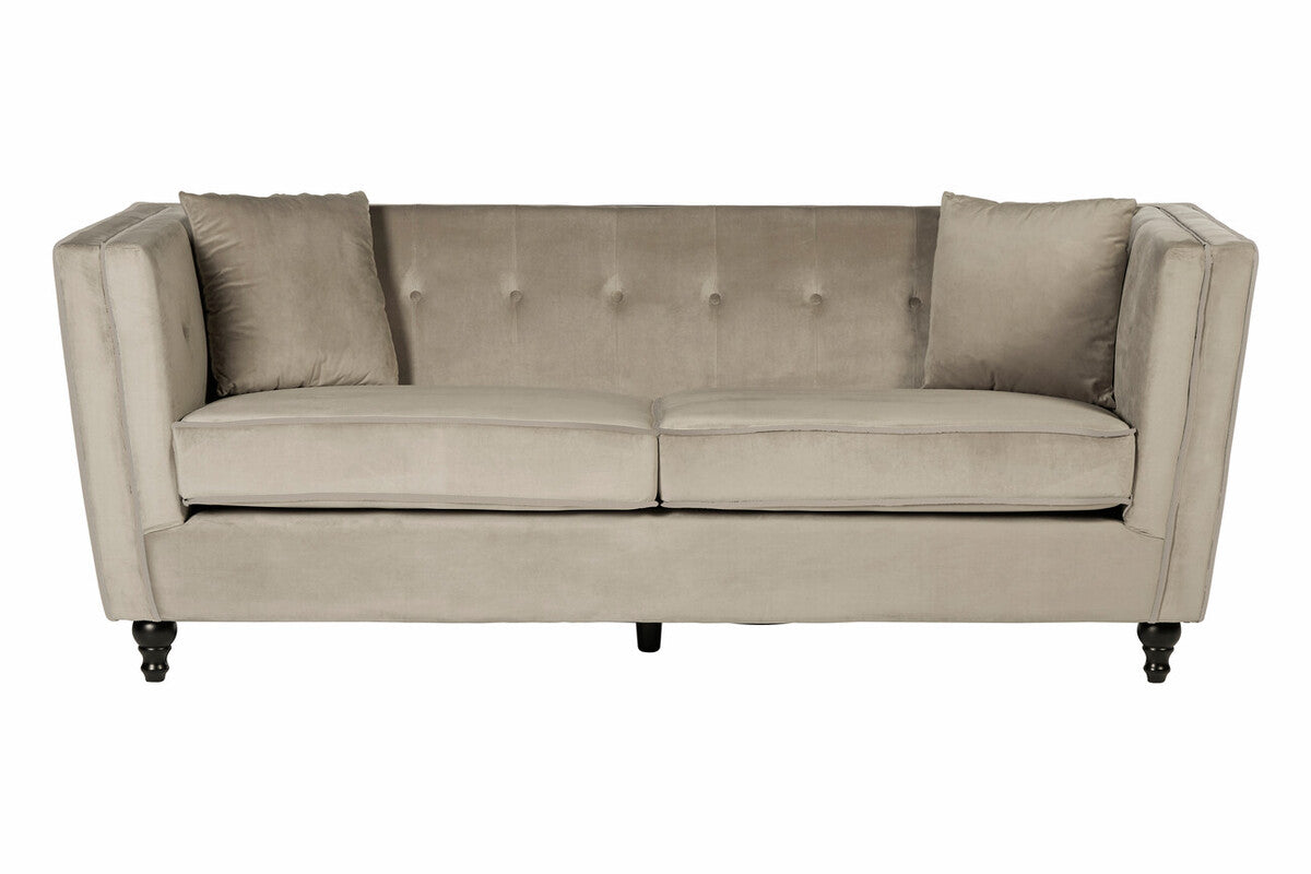 Ferris Mink Velvet Button Tuffted 3 Seater Sofa