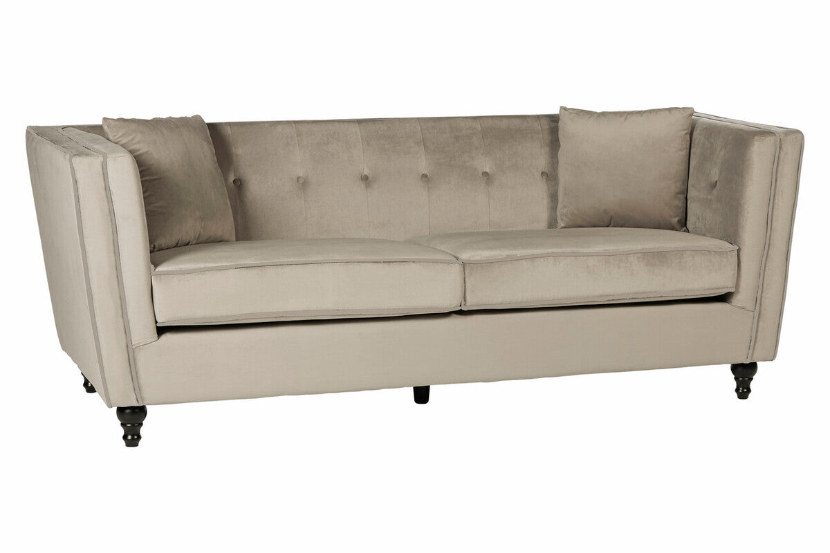 Ferris Mink Velvet Button Tuffted 3 Seater Sofa