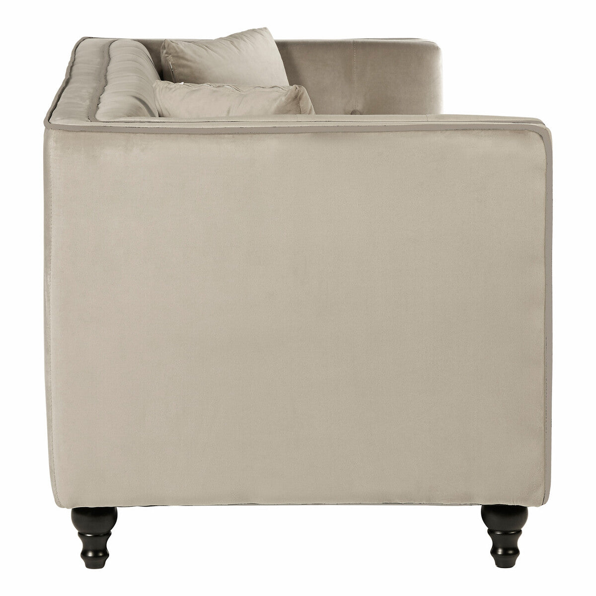 Ferris Mink Velvet Button Tuffted 3 Seater Sofa