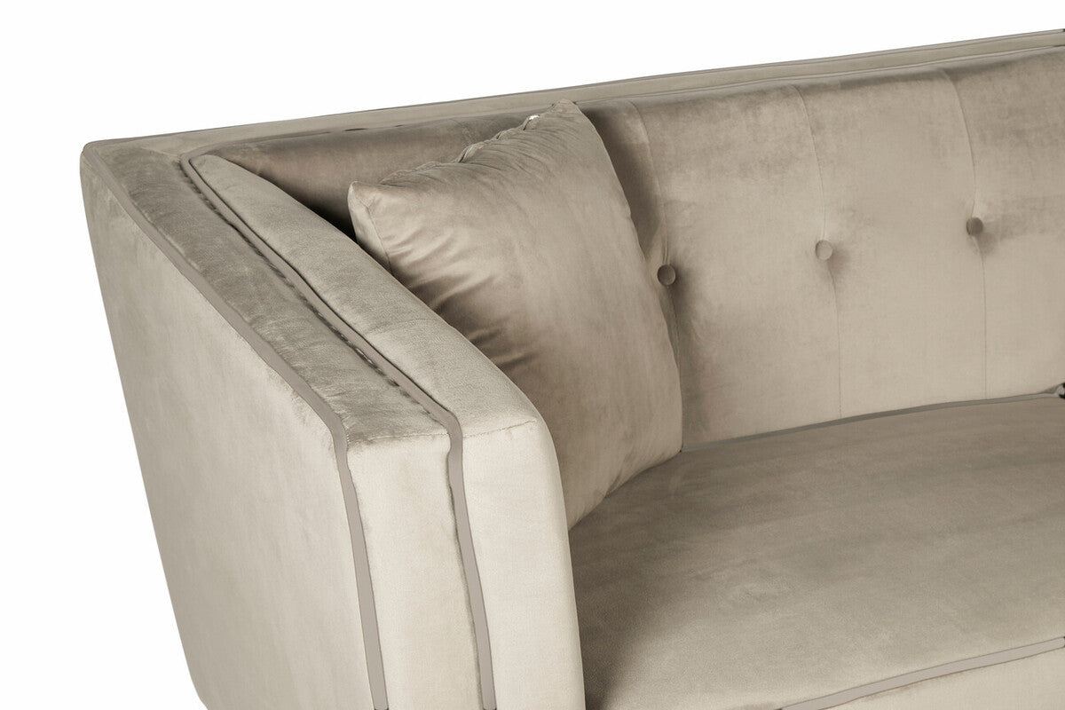 Ferris Mink Velvet Button Tuffted 3 Seater Sofa