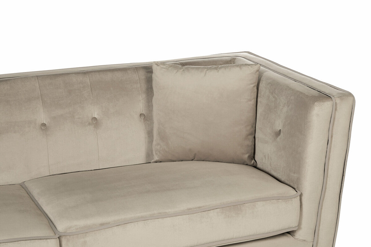 Ferris Mink Velvet Button Tuffted 3 Seater Sofa