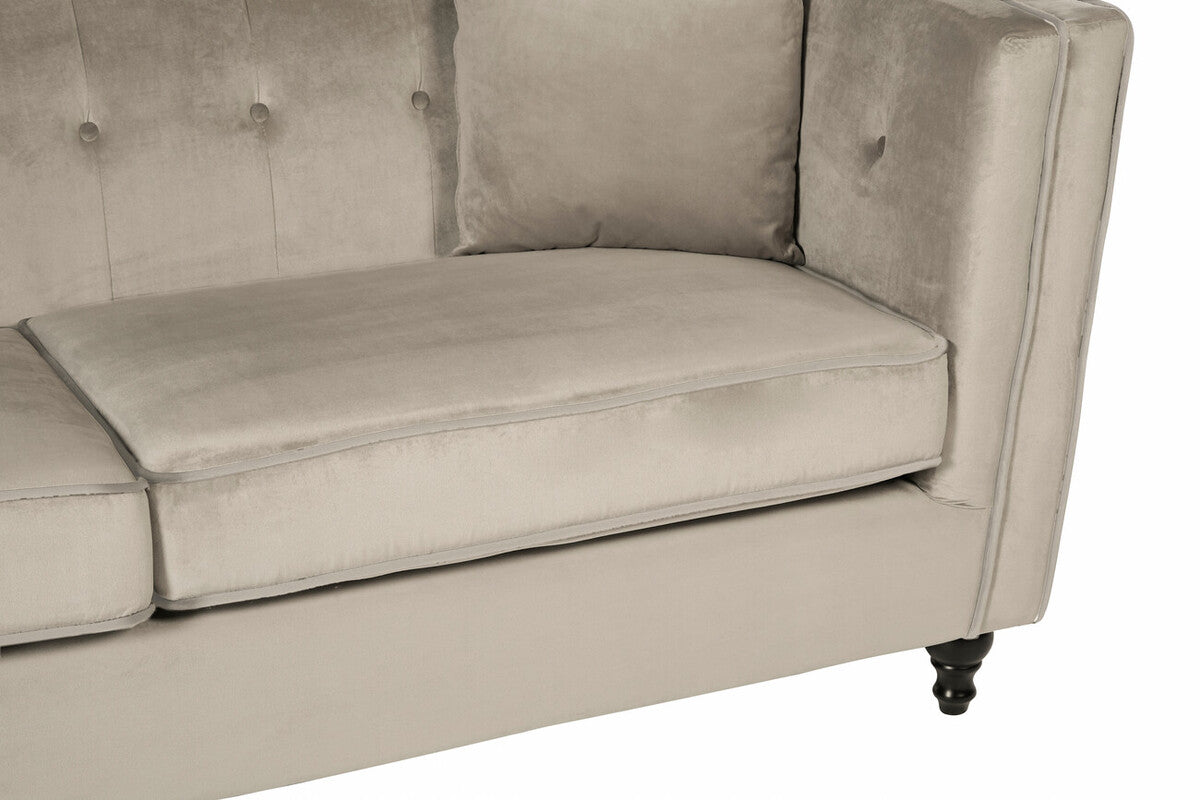 Ferris Mink Velvet Button Tuffted 3 Seater Sofa