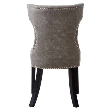 Daxton Grey Leather Effect Button Tufted Dining Chair