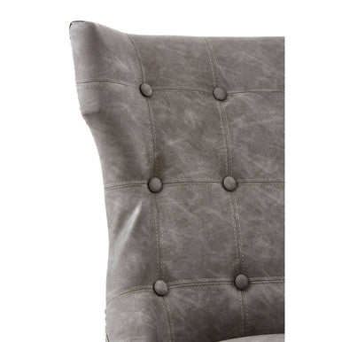 Daxton Grey Leather Effect Button Tufted Dining Chair
