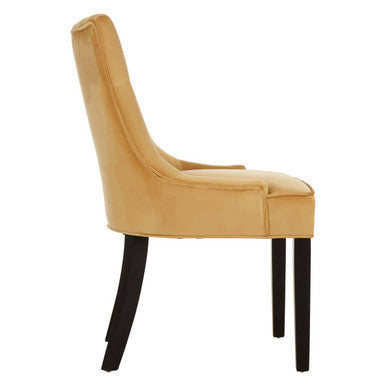 Ochre Velvet Button Tufted Dining Chair