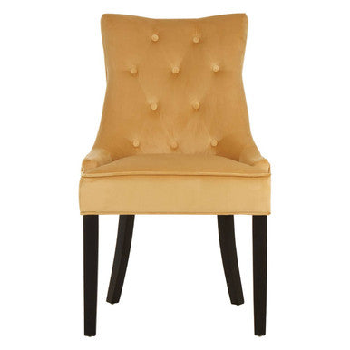 Ochre Velvet Button Tufted Dining Chair