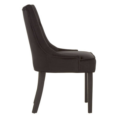 Black Velvet Button Tufted Dining Chair
