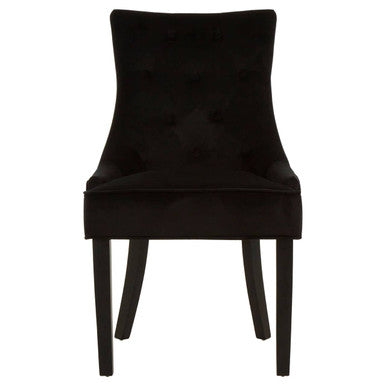 Black Velvet Button Tufted Dining Chair