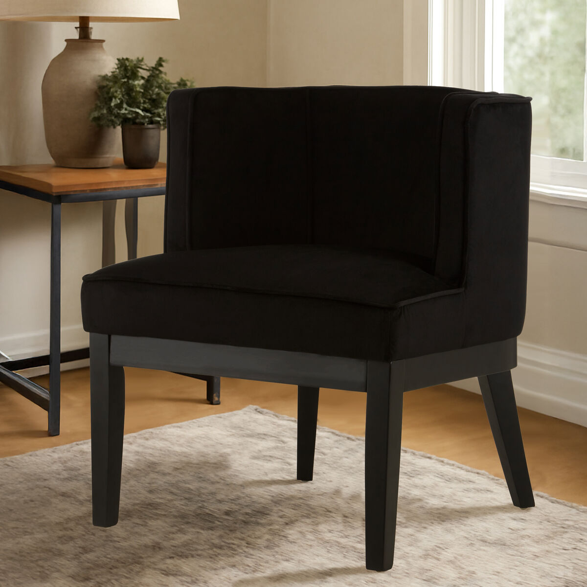Daxton Black Velvet Curved Back Chair
