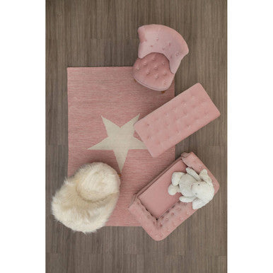 Estelle Light Pink Velvet Button Tufted Kids Chair