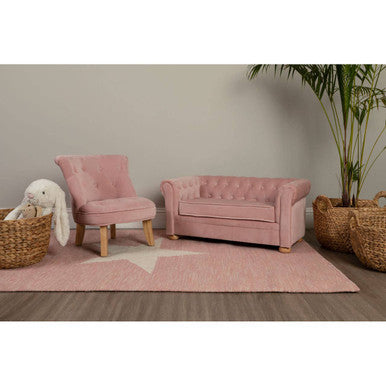 Estelle Light Pink Velvet Button Tufted Kids Chair