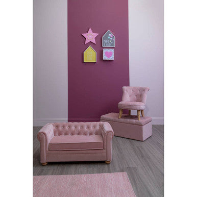 Estelle Light Pink Velvet Button Tufted Kids Chair