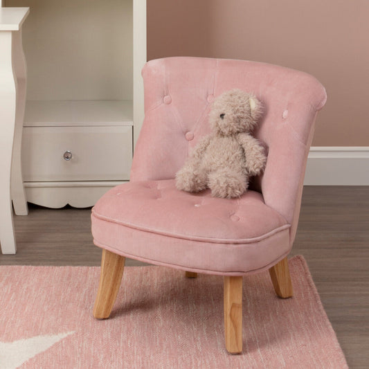 Estelle Light Pink Velvet Button Tufted Kids Chair