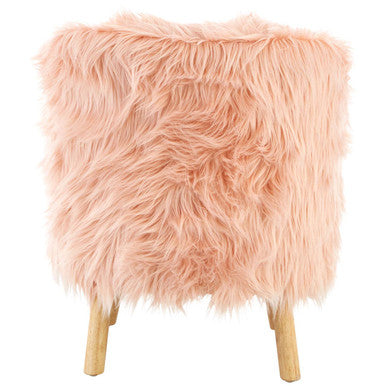 Kids Pink Faux Fur Chair with Wooden Legs