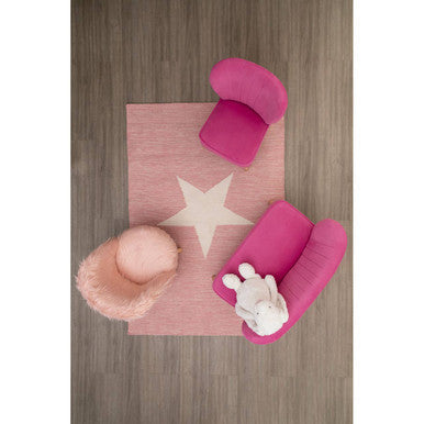 Kids Pink Faux Fur Chair with Wooden Legs