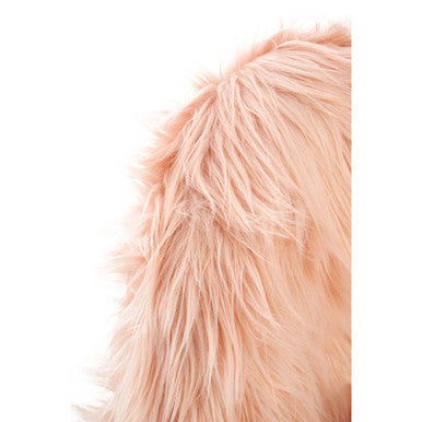 Kids Pink Faux Fur Chair with Wooden Legs