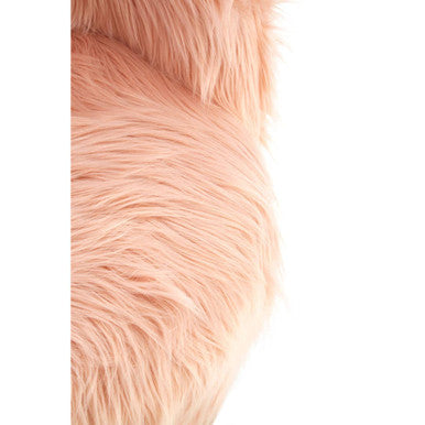 Kids Pink Faux Fur Chair with Wooden Legs