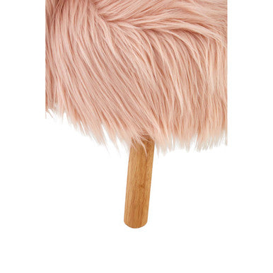 Kids Pink Faux Fur Chair with Wooden Legs