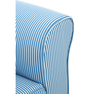 Kids Blue and White Striped Rocking Chair with Footstool