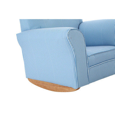 Kids Blue and White Striped Rocking Chair with Footstool