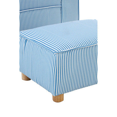 Kids Blue and White Striped Rocking Chair with Footstool