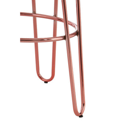 District Wooden Bar Stool with Rose Gold Finish Hairpin Legs