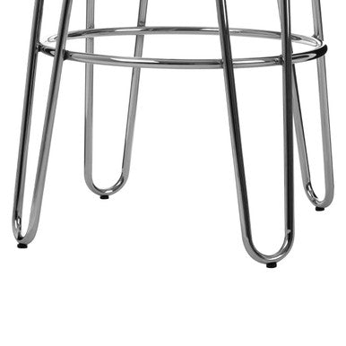 District Elm Wood Bar Stool with Chrome Finish Hairpin Legs