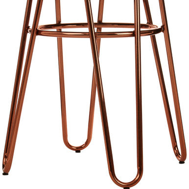 District Black Faux Fur Bar Stool with Rose Gold Hairpin Legs