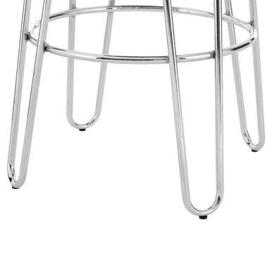 District Black Faux Fur Bar Stool with Chrome Finish Hairpin Legs
