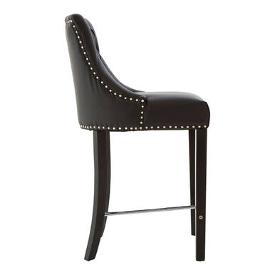 Regents Park Black Leather Effect Button Tufted Bar Chair