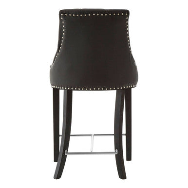 Regents Park Black Leather Effect Button Tufted Bar Chair