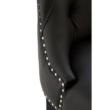 Regents Park Black Leather Effect Button Tufted Bar Chair