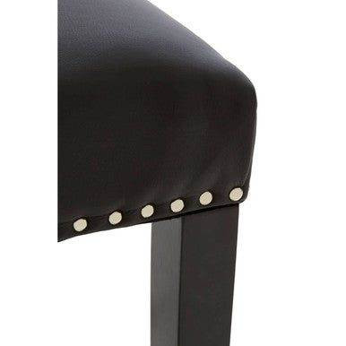 Regents Park Black Leather Effect Button Tufted Bar Chair