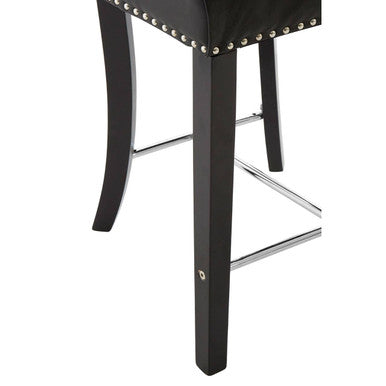 Regents Park Black Leather Effect Button Tufted Bar Chair