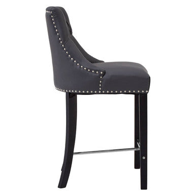 Regents Park Grey Leather Effect Button Tufted Bar Chair