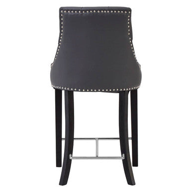 Regents Park Grey Leather Effect Button Tufted Bar Chair