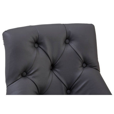 Regents Park Grey Leather Effect Button Tufted Bar Chair