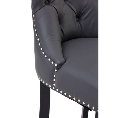 Regents Park Grey Leather Effect Button Tufted Bar Chair