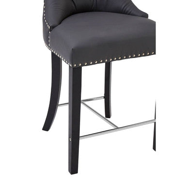 Regents Park Grey Leather Effect Button Tufted Bar Chair