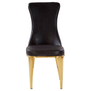 Forli Black Leather Effect Dining Chair with Gold Finish Legs