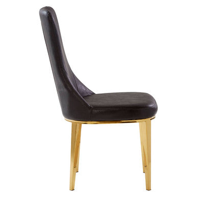 Forli Black Leather Effect Dining Chair with Gold Finish Legs